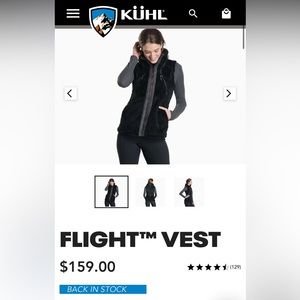 KUHL Flight Vest Fuzzy Black Size Medium